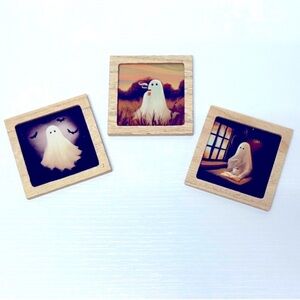 New! Target Bullseye Playground Full Set of 3 Ghost Art Wooden Magnets